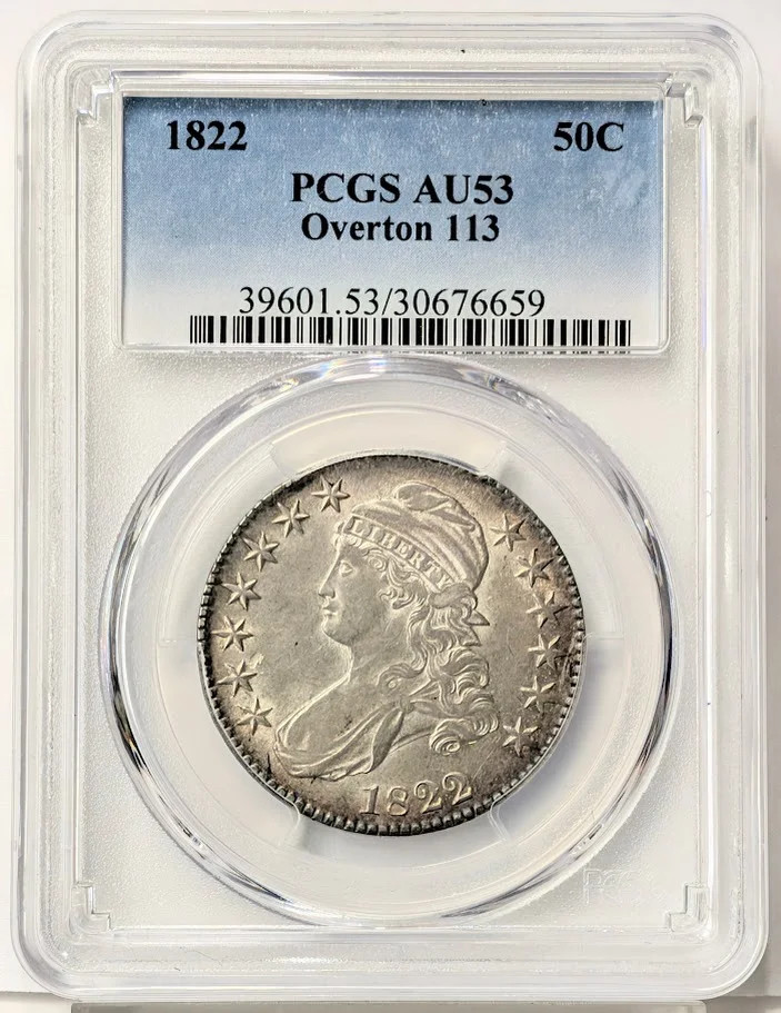 1822 Capped Bust Half Dollars PCGS AU-53 O-113 1822 Capped Bust Half Dollars PCGS AU-53 O-113
