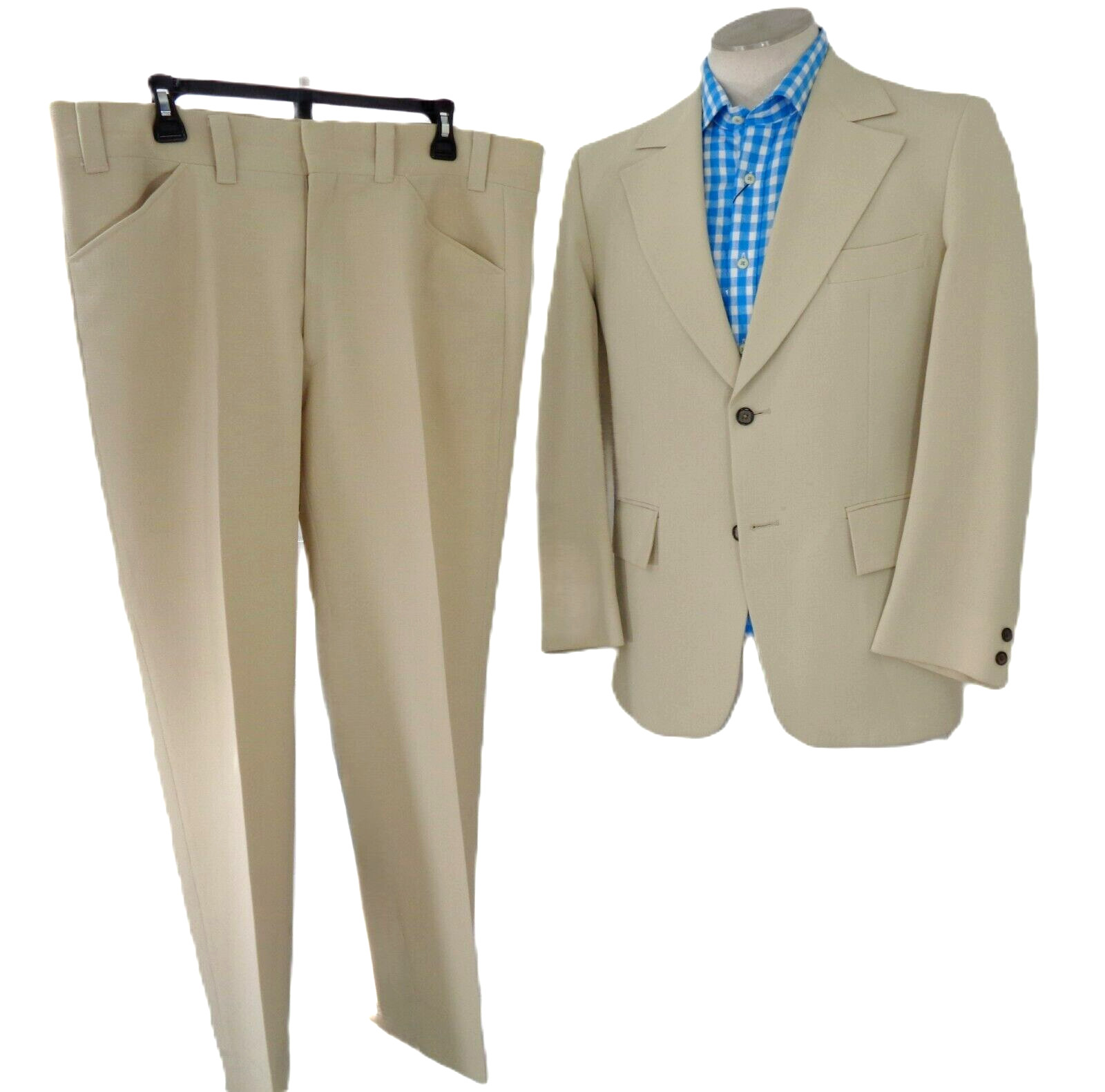 VTG 50s Marx Haas Baileys Ivory Suit 42R 38x30 Frogmouth Pocket Wide Lapel