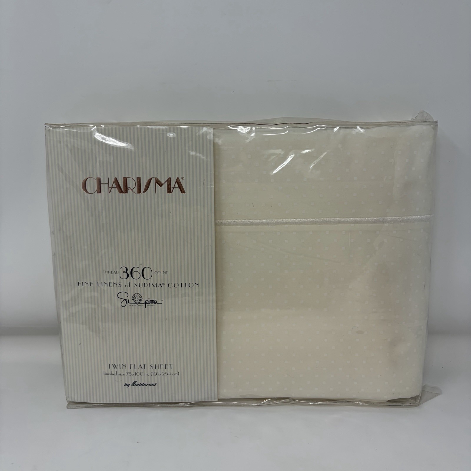 NOS Vintage Charisma Fieldcrest Twin Flat Sheet 360 Supima Char Dot USA NOS Vintage Charisma Fieldcrest Twin Flat Sheet 360 Supima Char Dot USA