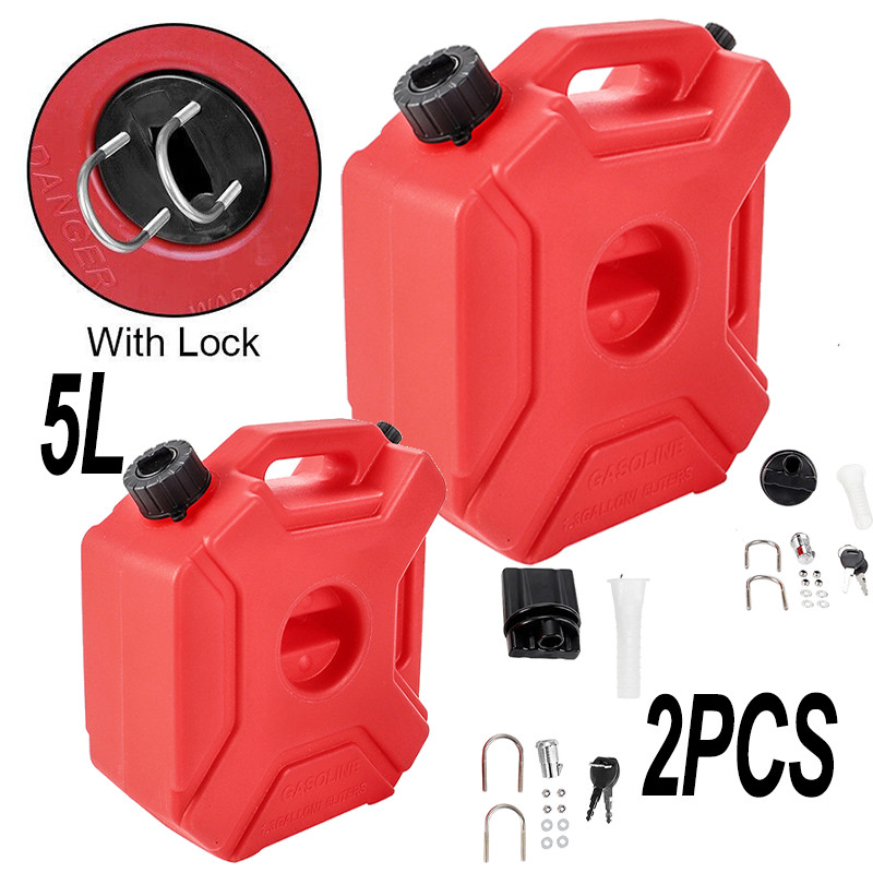 2Pack Portable 5L Gas Fuel Tank Petrol Storage Can For ATV UTV Motorcycle Car