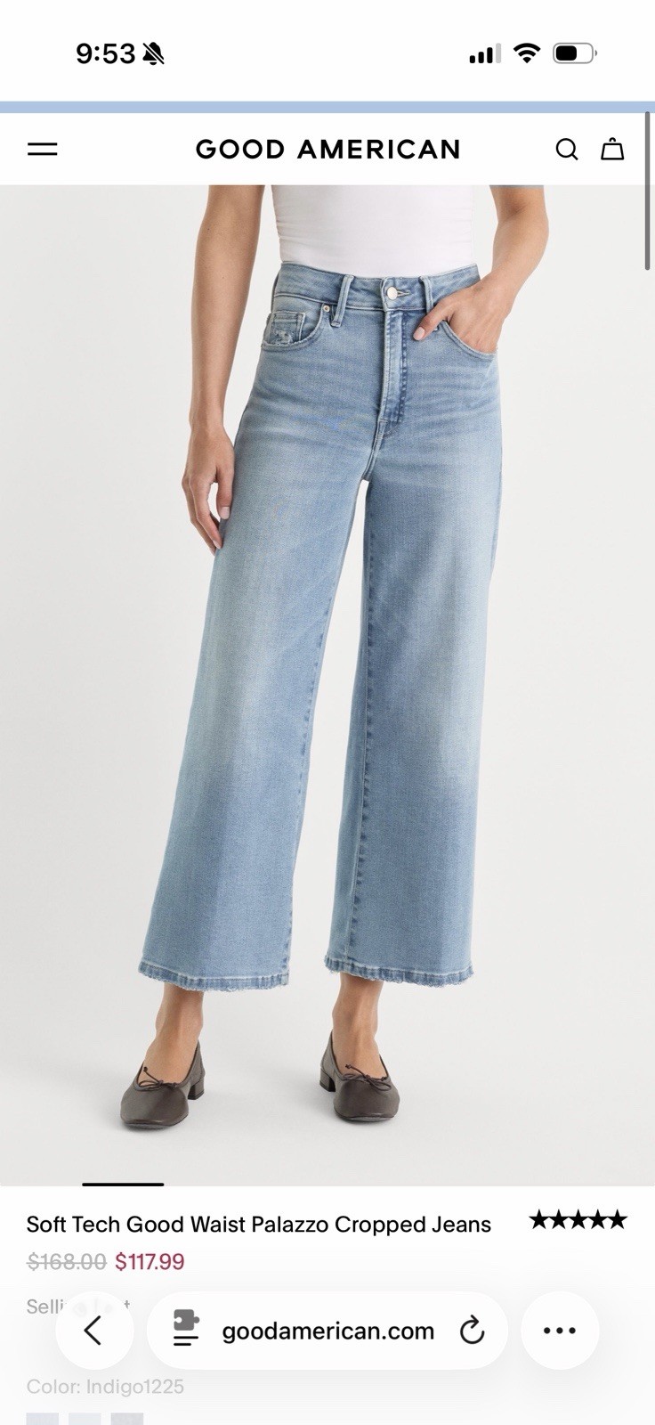 Good American Soft Tech Good Waist Palazzo Cropped Jeans Good American Soft Tech Good Waist Palazzo Cropped Jeans