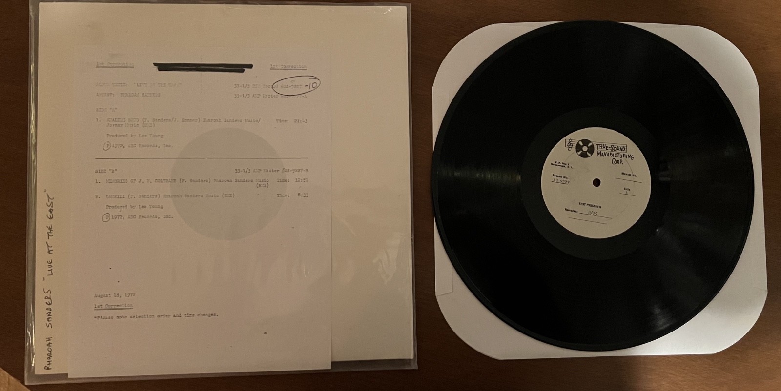 Pharoah Sanders – Live At The East TEST PRESS W/ Info Sheet 1972 Impulse Jazz Pharoah Sanders – Live At The East TEST PRESS W/ Info Sheet 1972 Impulse Jazz