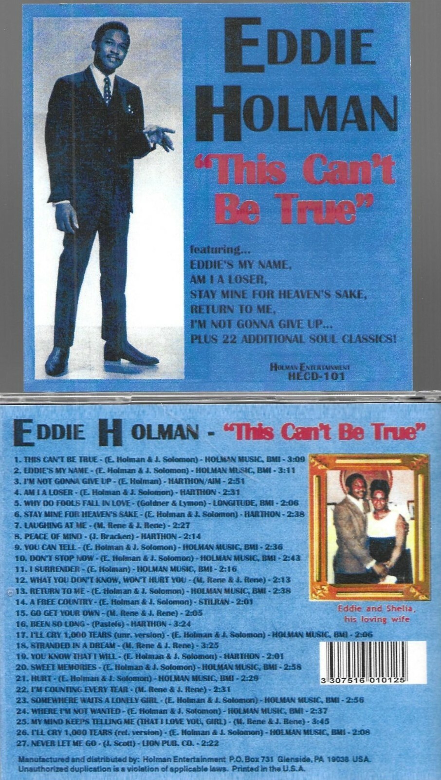 EDDIE HOLMAN-THIS CAN'T BE TRUE & EARLY HITS & RARITIES-27 CUTS-NEW IMPORT CD