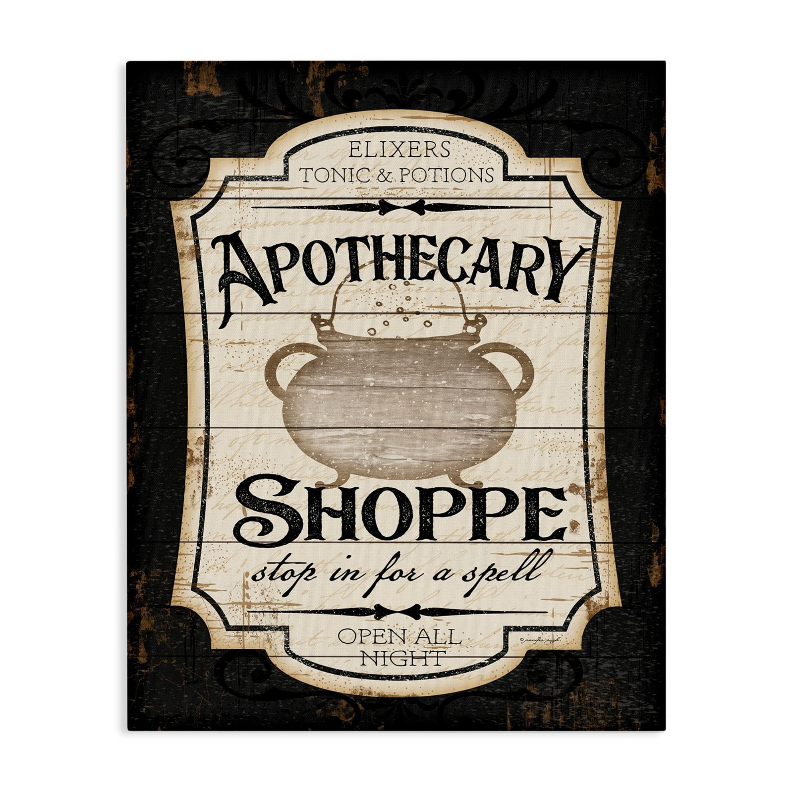 Stupell Industries Apothecary Shoppe Spooky Halloween Sign Witch Potion Cauldron