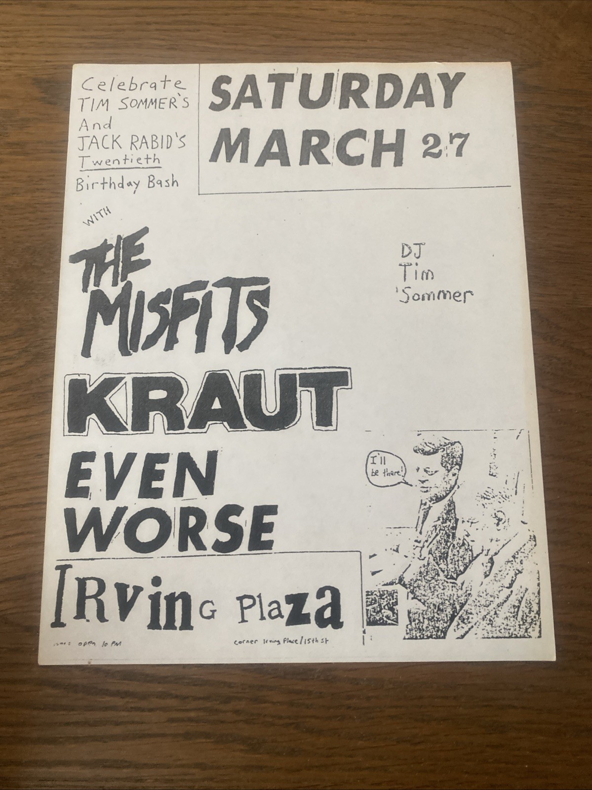 The Misfits 03/27/1982 Irving Plaza 8.5x11 Inch Original Rare 