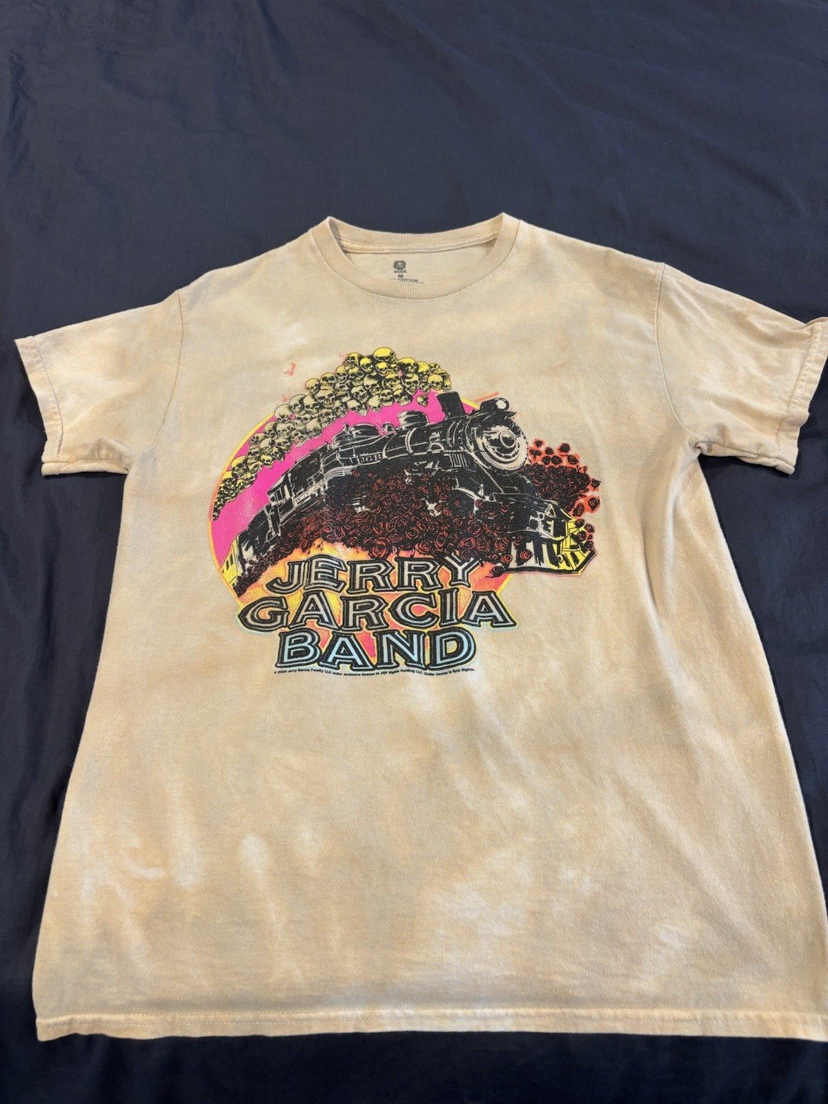 Jerry Garcia Band T Shirt Tan & Cream Size Medium Grateful Dead Official Merch
