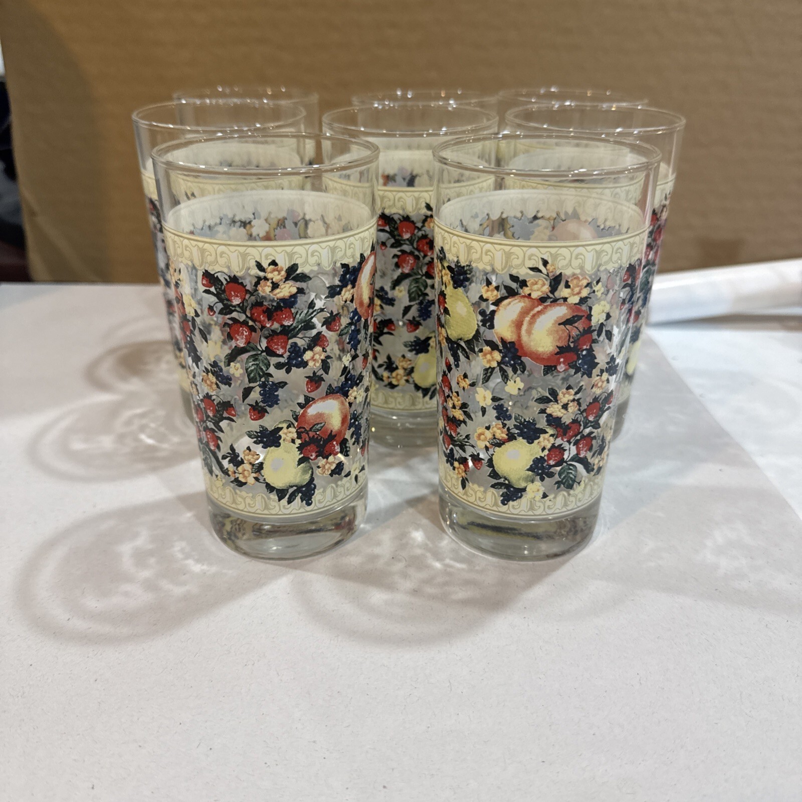 Vintage Avon SWEET COUNTRY HARVEST 12oz Glasses Fruit Drinkware Cottagecore- 8 Vintage Avon SWEET COUNTRY HARVEST 12oz Glasses Fruit Drinkware Cottagecore- 8