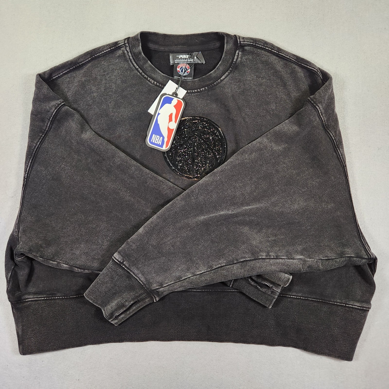 Pro Standard Woman’s Washington Wizards Black Crystalline Crew Cropped Med NWT
