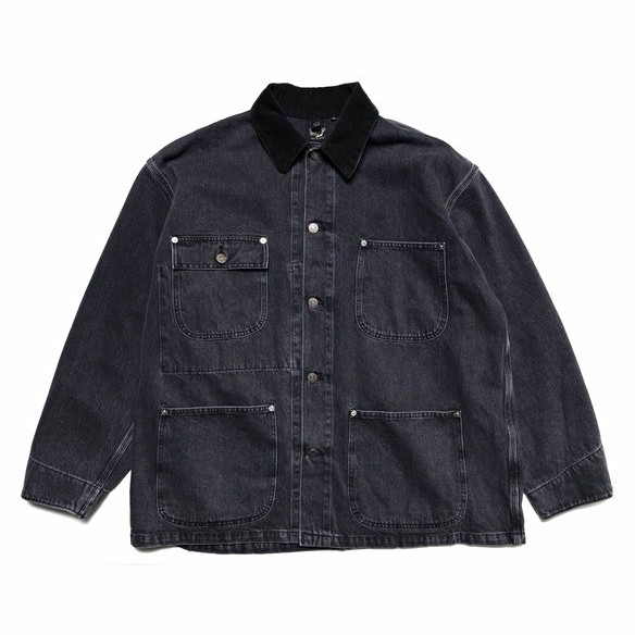 BNWT orSlow 01-6034-61S Relaxed Fit Coverall Jacket, (Black Denim Stone), Sz 3