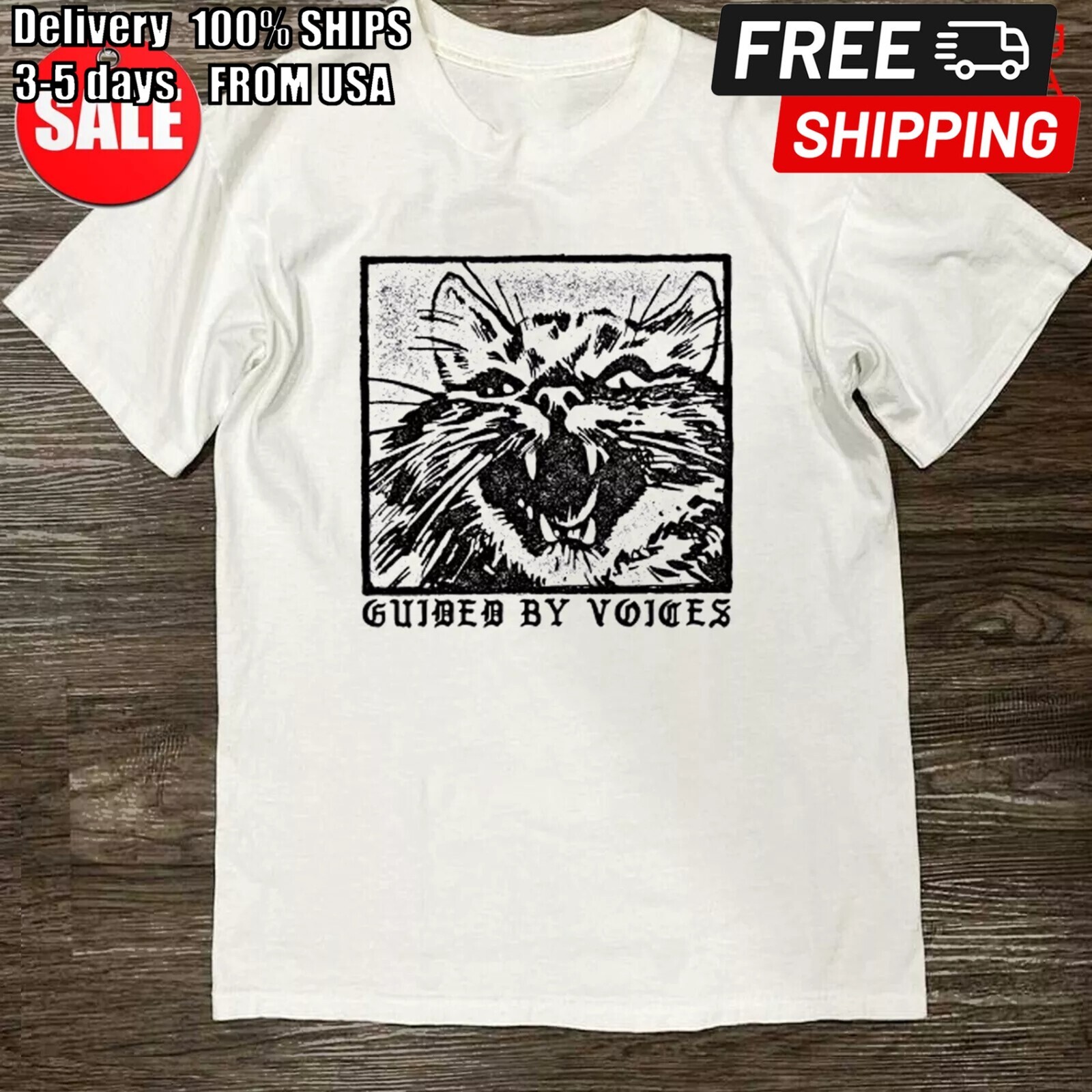 Guided By Voices Cat Vintage Indie Rock Band Music Fan Graphic T-Shirt