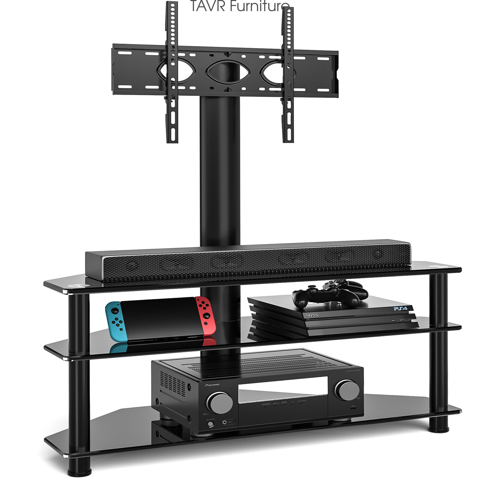 Universal Flat TV Stand with Swivel Mount for TVs up to 75 inch, 3-Tier Shelf