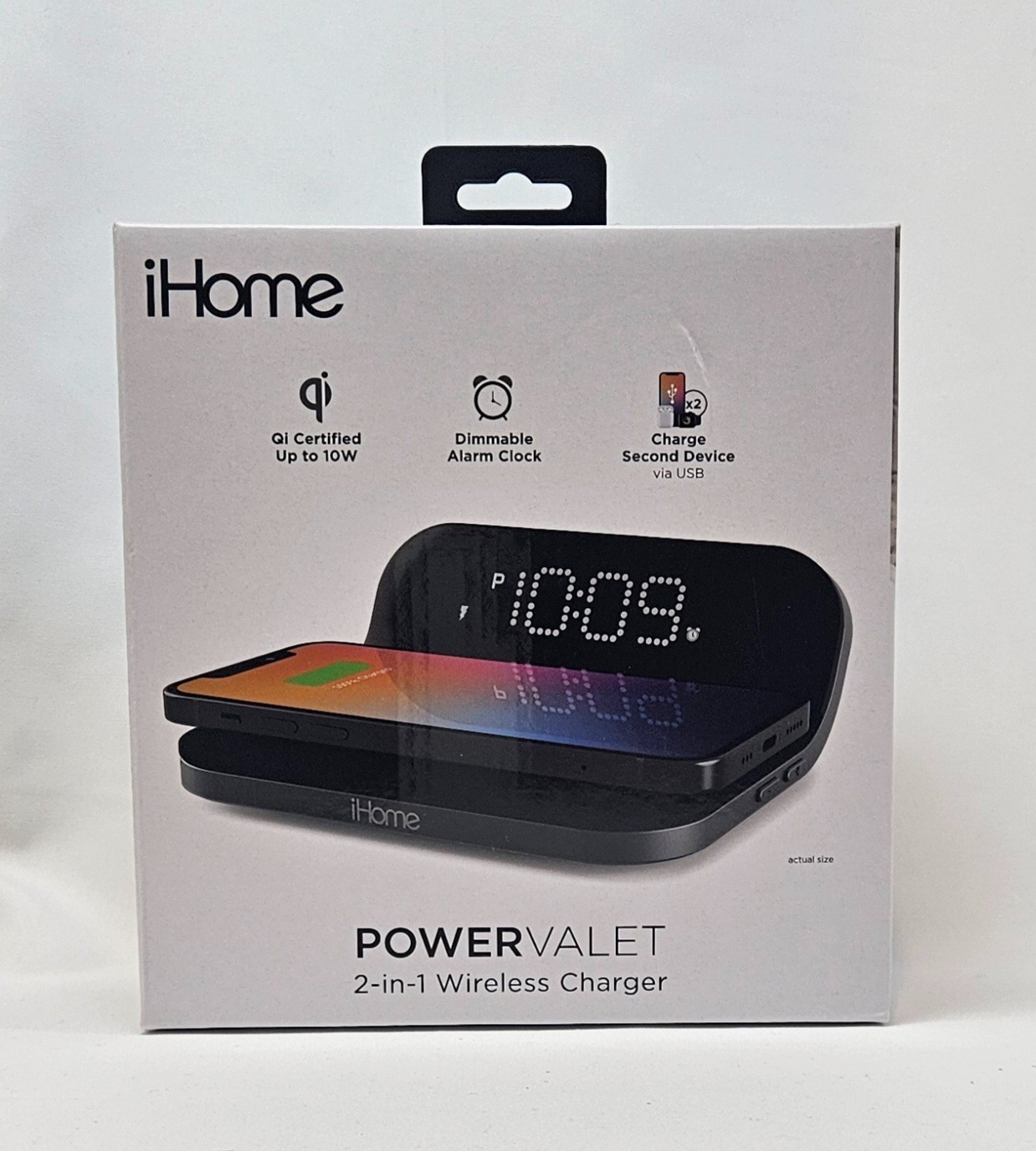iHome PowerValet 2-in-1 Wireless Charger Qi Alarm Clock USB New Sealed iHome PowerValet 2-in-1 Wireless Charger Qi Alarm Clock USB New Sealed