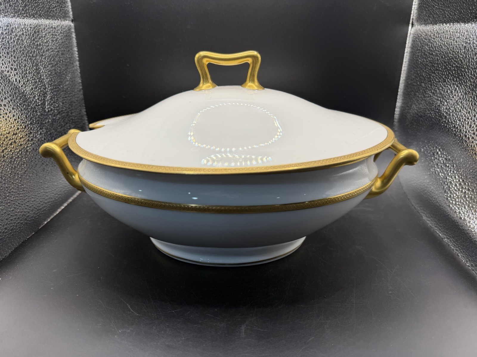 Antique Theodore Haviland Limoges France Covered Tureen Gold Rim 10