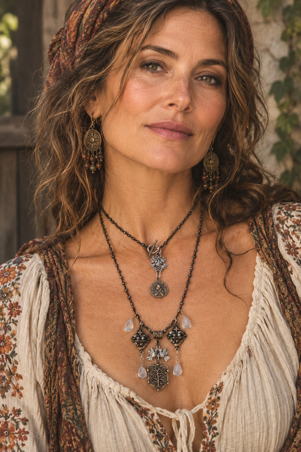 Bohemian Rhapsody Necklace by Peasant Princess Sterling Bronze Pyrite Ice Quartz