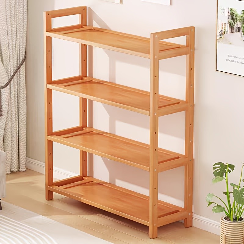 4-Tier Bamboo Storage Shelf, Heavy-Duty Freestanding Organizer