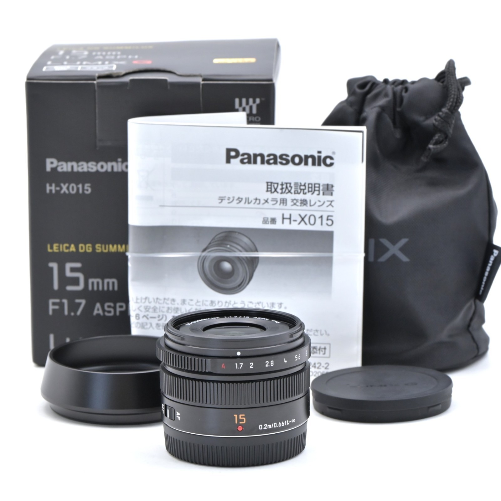 Panasonic LEICA DG SUMMILUX 15mm F1.7 ASPH. Black H-X015 [Top Mint] US Stock