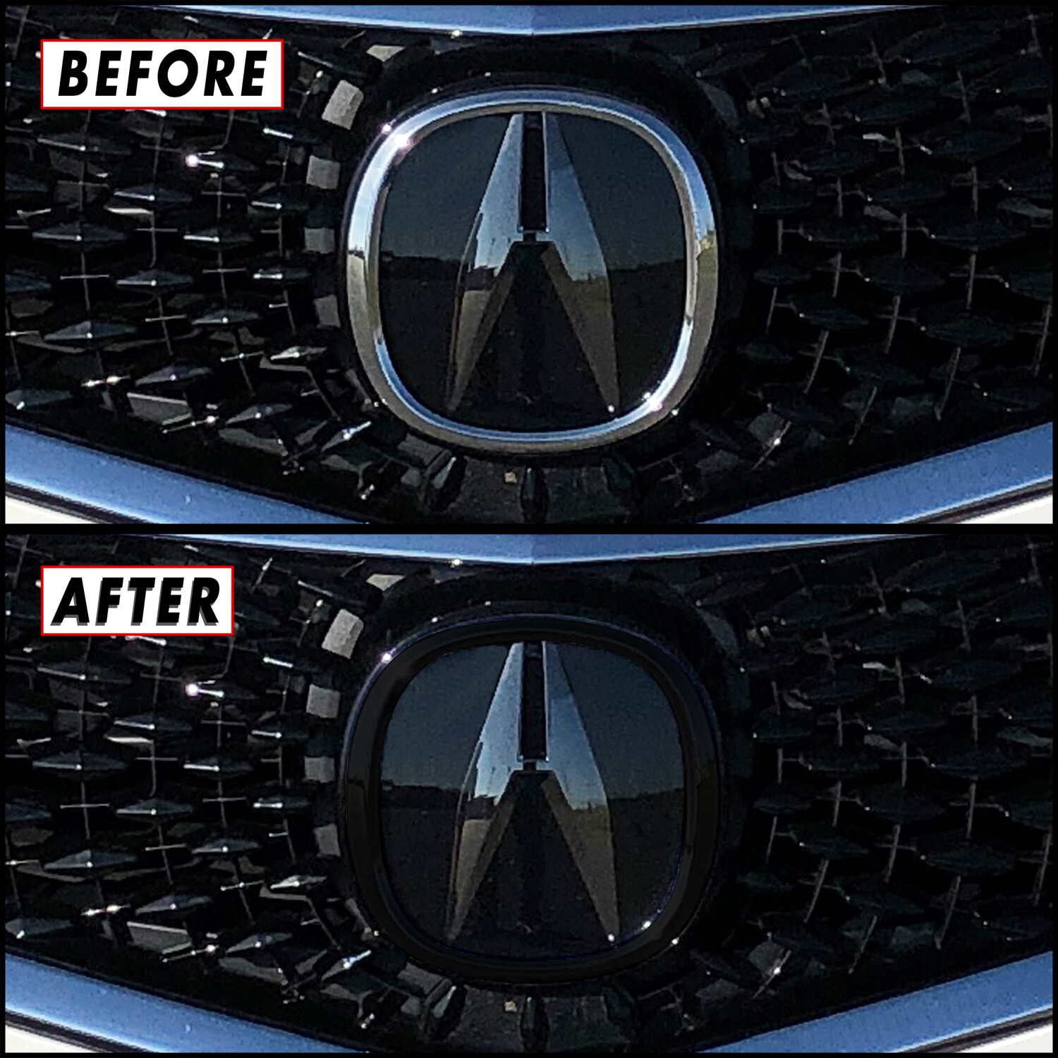Chrome Delete Blackout Overlay for 2018-20 Acura TLX Front Emblem Ring