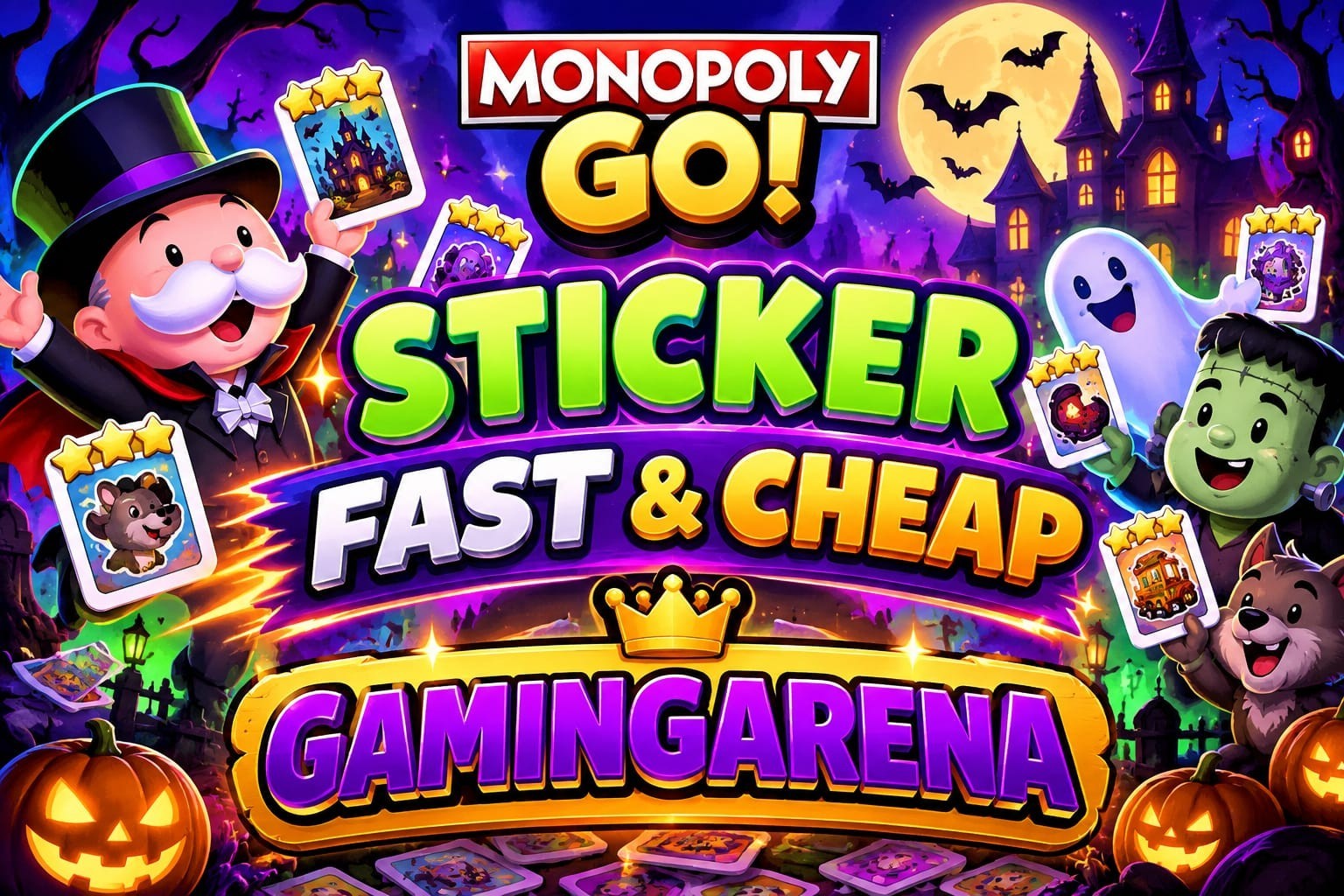 GO Monopoly Stickers All 1-6 ⭐️ Stickers - MONSTER MASH - FASTEST & CHEAPEST |