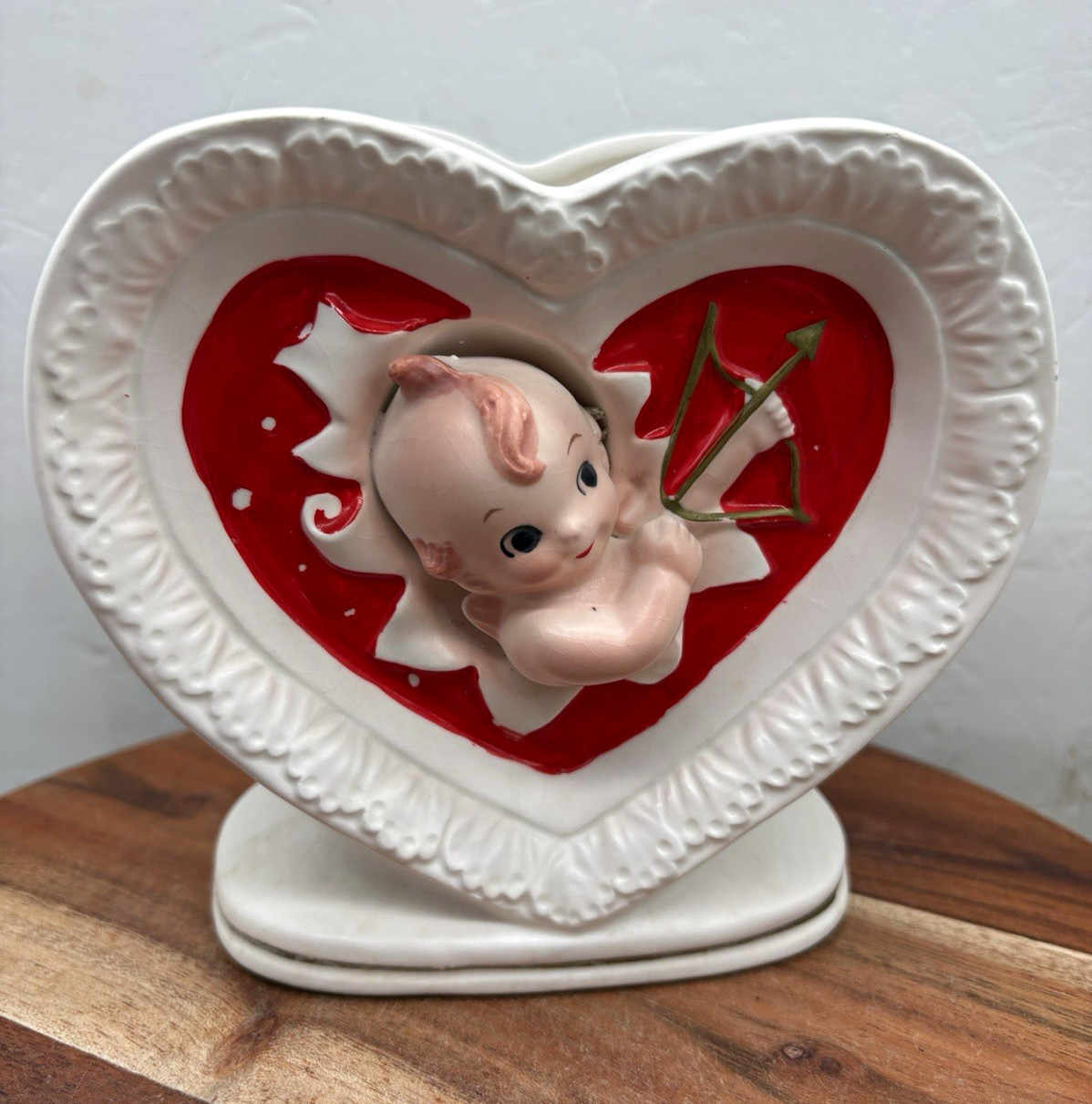 Vtg HTf Samson Import Co Vintage 1963 Cupid Heart Valentine Ceramic Planter Vtg HTf Samson Import Co Vintage 1963 Cupid Heart Valentine Ceramic Planter