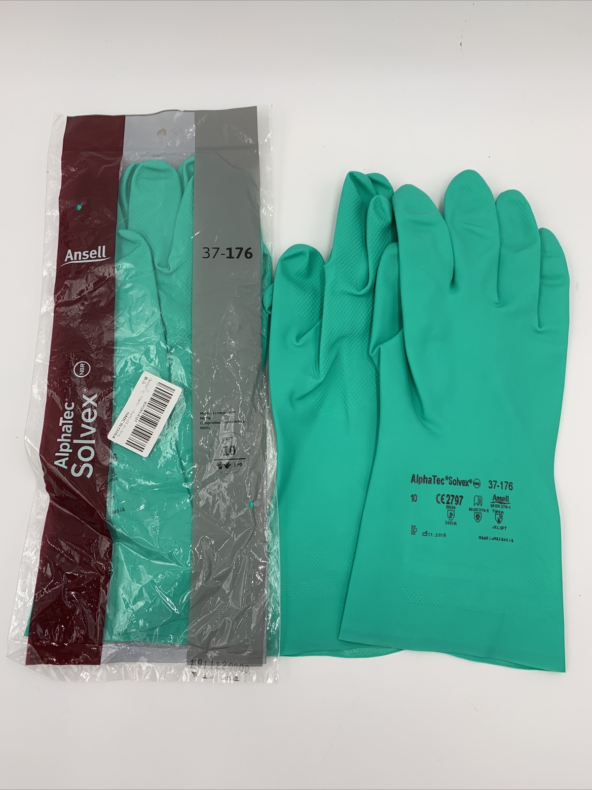 ✅ Ansell Size L (10), 13” Long, 15 mil Thick, Nitrile Chemical Resistant Gloves