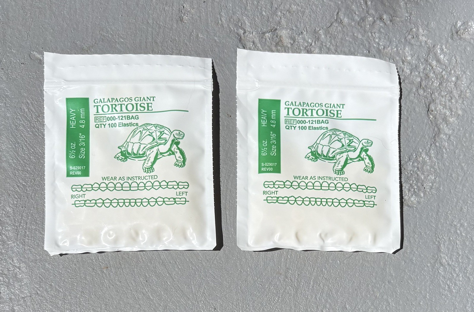 Giant Tortoise American Orthodontics Dental Elastics Rubber Bands - 2 Packs