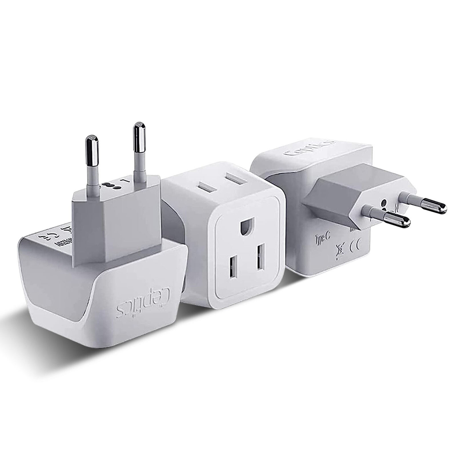 Ceptics USA to Europe, Asia, European Travel Adapter Plug - Type C (CT-9C, 3 PK)