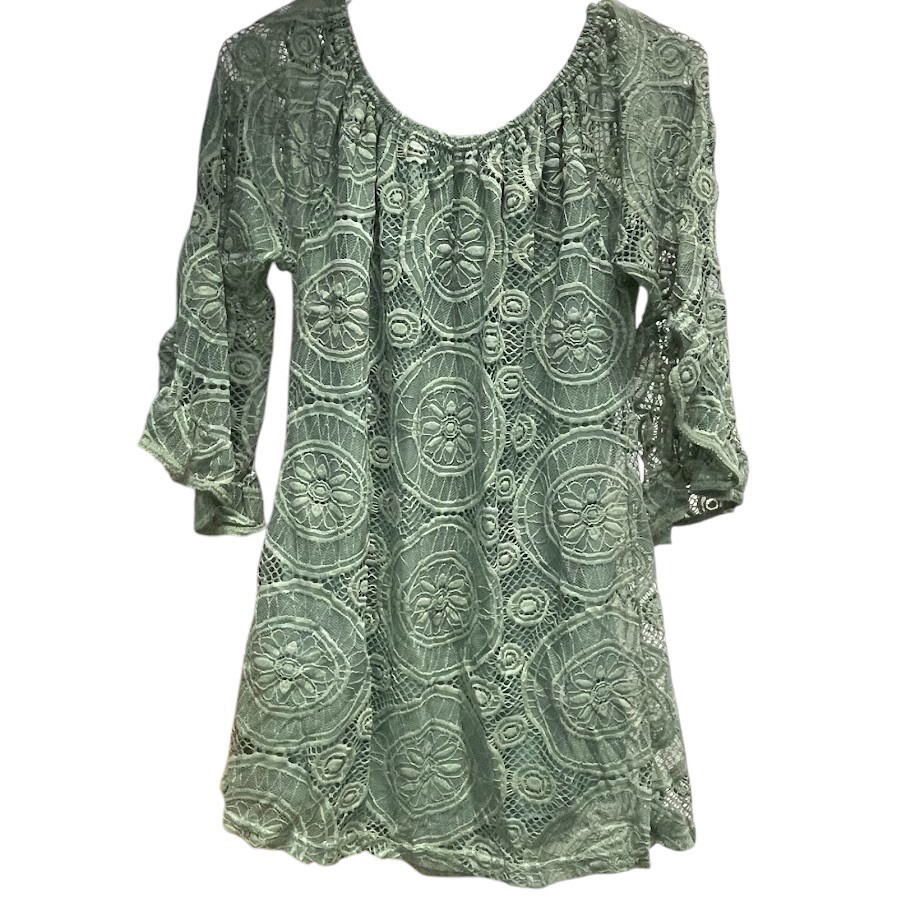 Lildy Full Lace Olive Green Tunic Women\'s Size M Elastic Neckline NWT