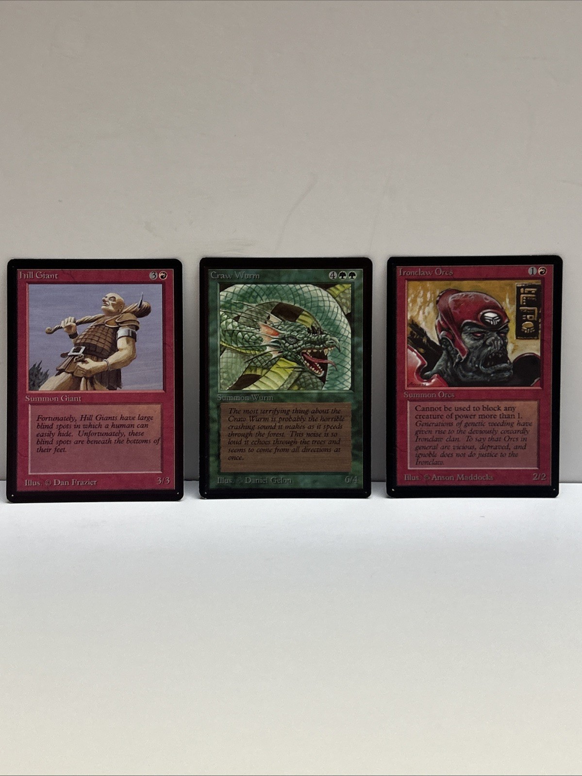 MTG Beta 1993 Lot Hill Giant Craw Wurm Ironclaw Orcs Limited Edition 3 Cards MTG Beta 1993 Lot Hill Giant Craw Wurm Ironclaw Orcs Limited Edition 3 Cards