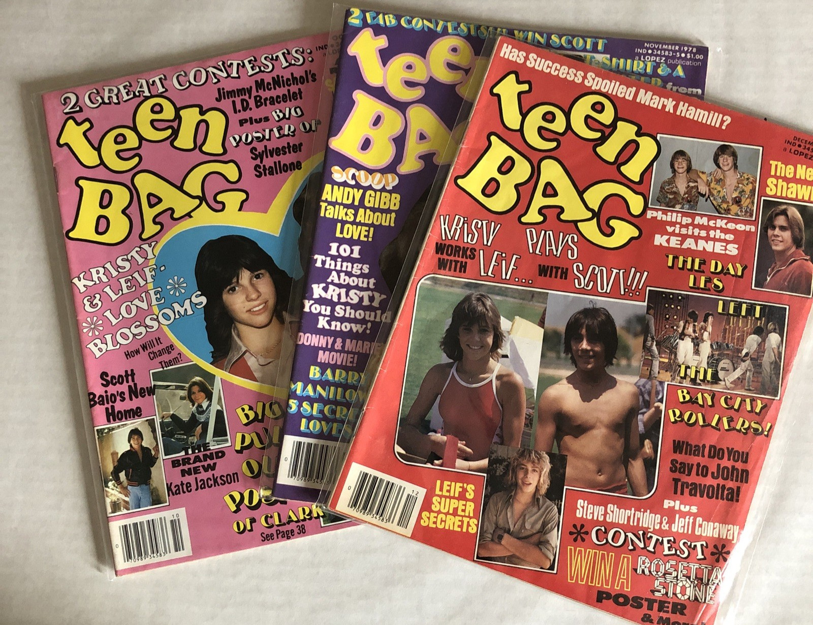 Teen Bag Magazine Oct Nov Dec 1978 Lot of 3 Andy Gibb Scott Baio Shaun Cassidy