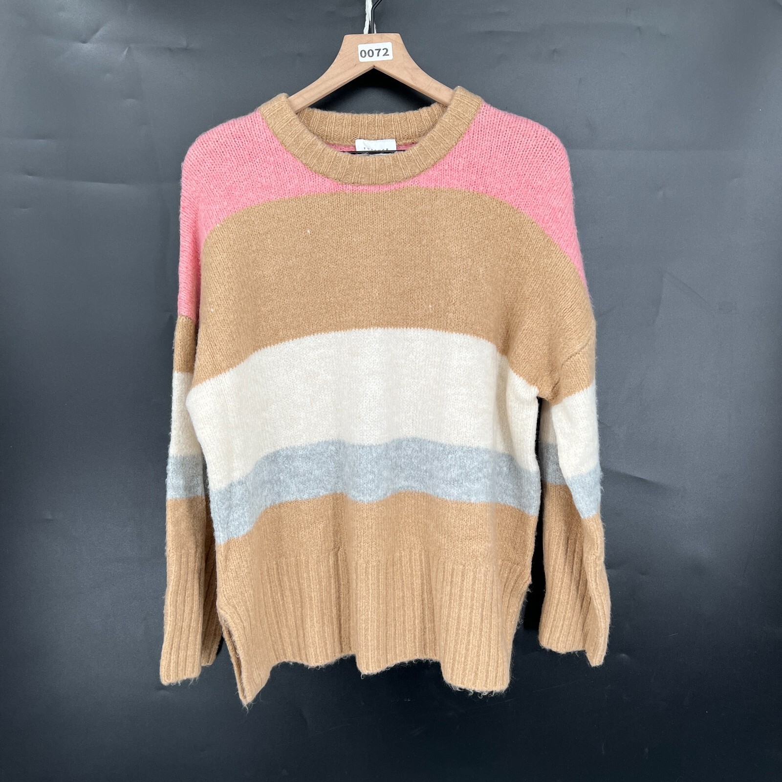 NEW Topshop thick knit colorblock sweater oversized neapolitan cozy cozy 12