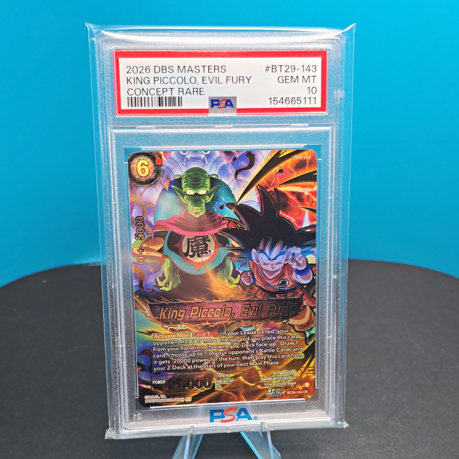 Bandai DBS Masters 2026 King Piccolo, Evil Fury BT29-143 Concept Rare PSA 10 Bandai DBS Masters 2026 King Piccolo, Evil Fury BT29-143 Concept Rare PSA 10