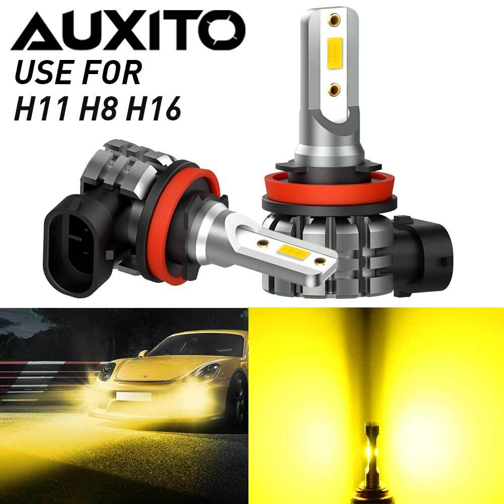 AUXITO 2X Yellow LED Bulb Kit H11 H8 H9 3000K Fog Light Bulbs Noiseless Fanless
