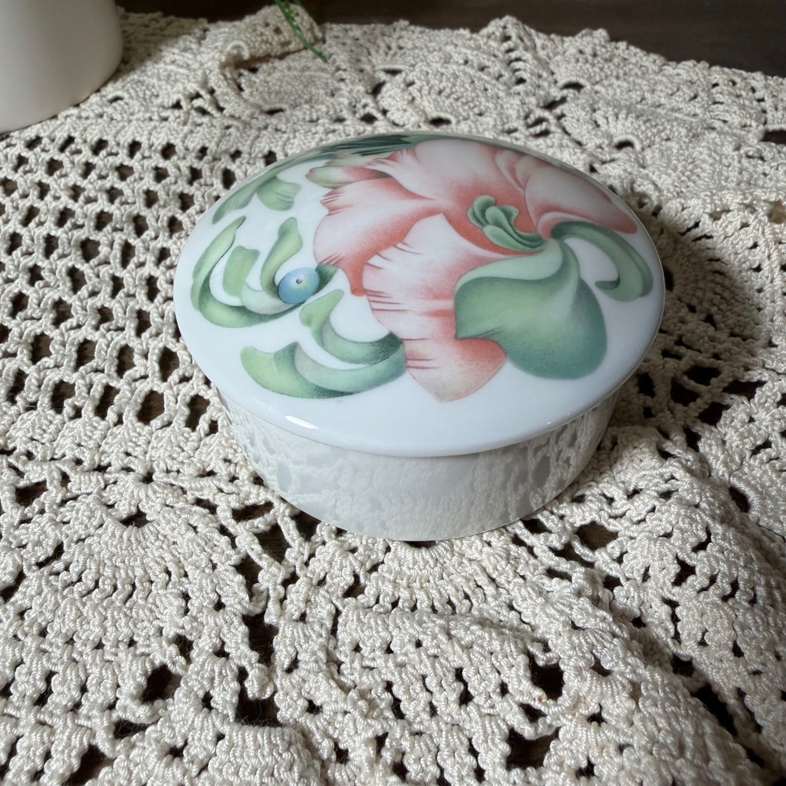 Limoges France Porcelain Trinket Box Anais Anais Floral Vanity Dish Vintage