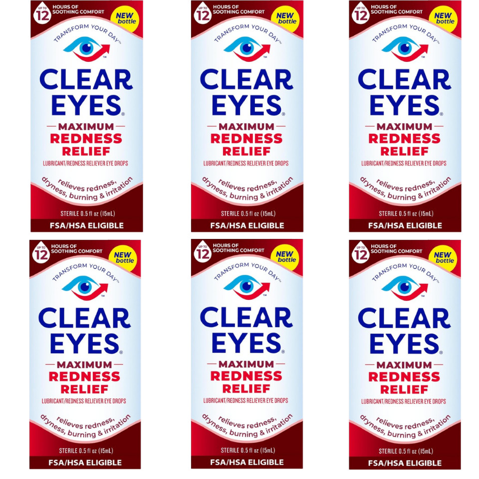 Clear Eyes, Maximum Redness Relief Eye drops Pack 6