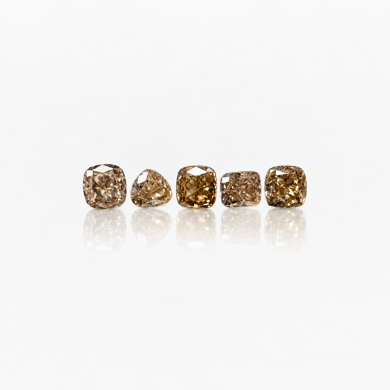 0.48ct Untreated 5pcs Natural Fancy Brown Hue Color Shape Loose Diamond Set VS 
