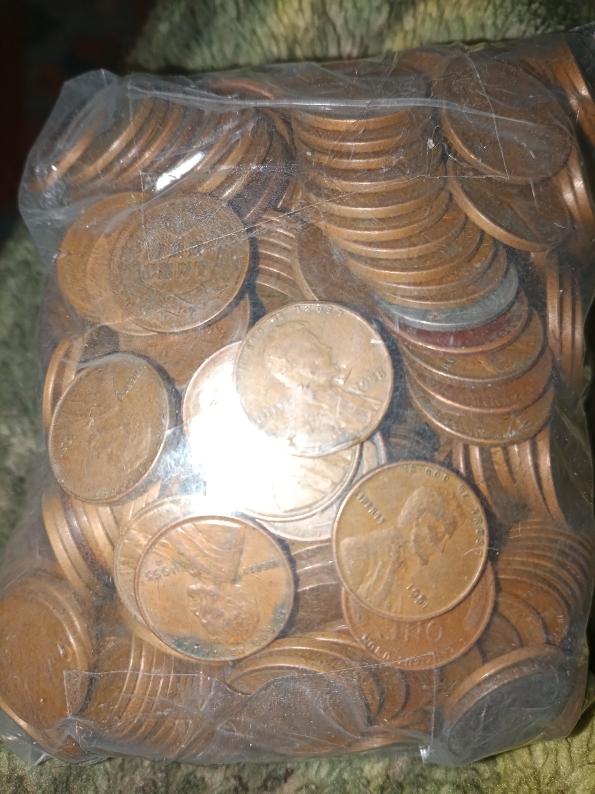 Lot 500 Lincoln Wheat Pennies 1909-1958 W/Indian Head Pennies Mixed Unsorted