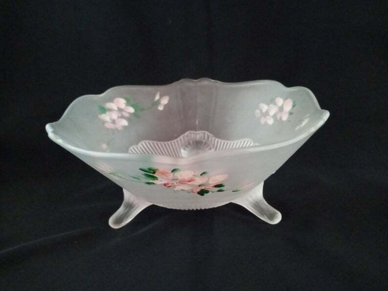 Vintage Fenton Satin Glass Footed Bowl-1940's