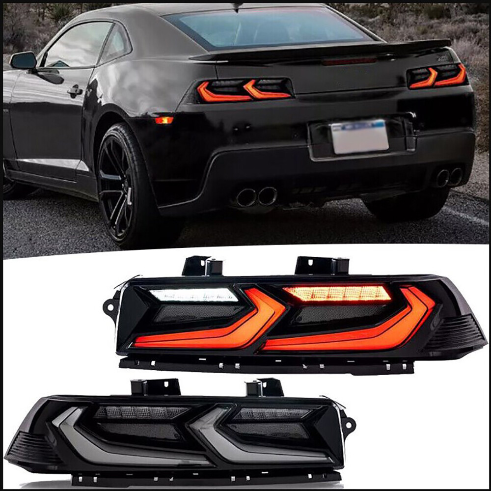 VLAND Pair Smoked LED Tail Lights For 2014-2015 Chevrolet Chevy Camaro Rear Lamp