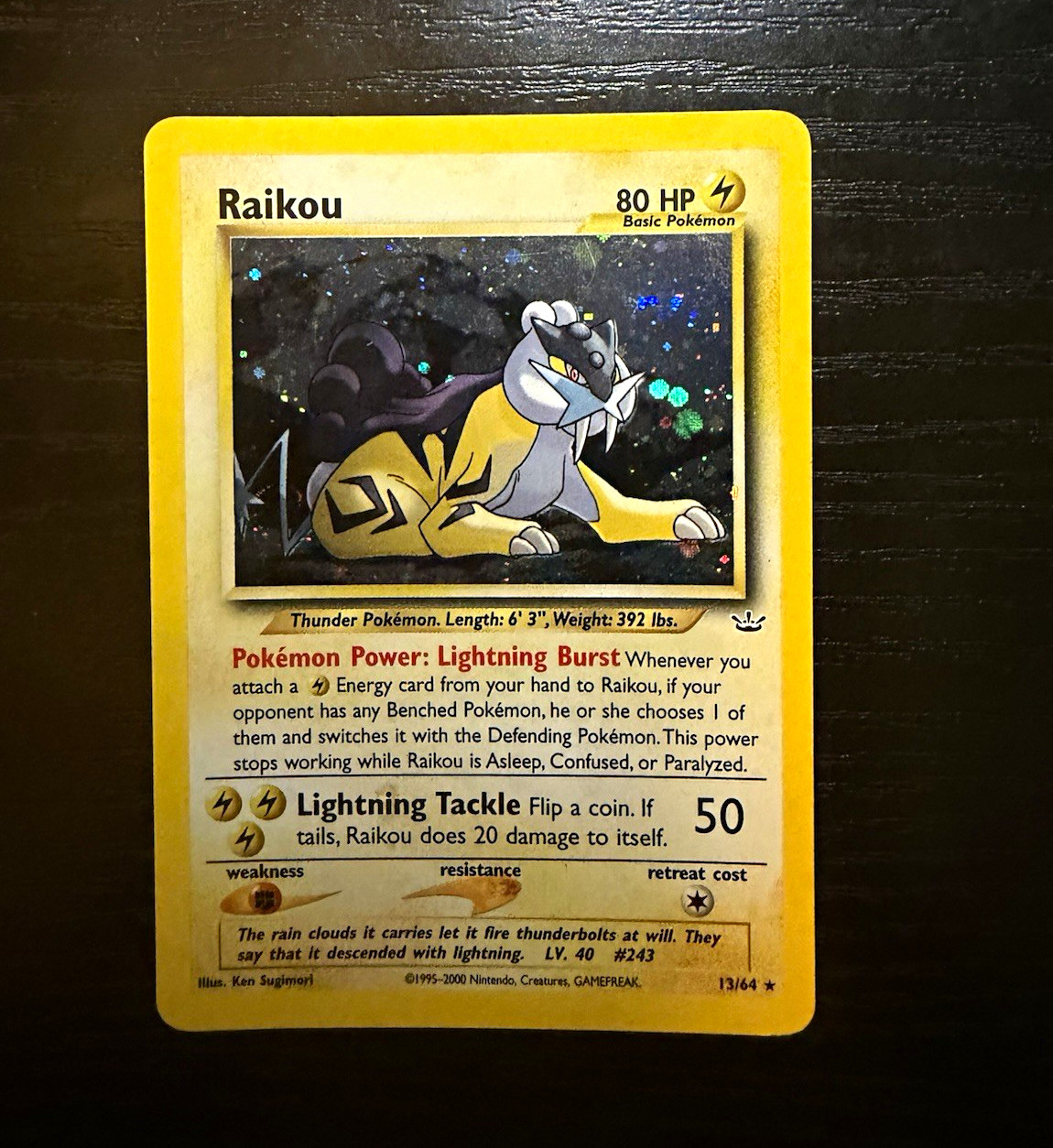 Pokemon TCG Raikou 13/64 Neo Revelation Holo Rare 80 HP English Unlimited Pokemon TCG Raikou 13/64 Neo Revelation Holo Rare 80 HP English Unlimited
