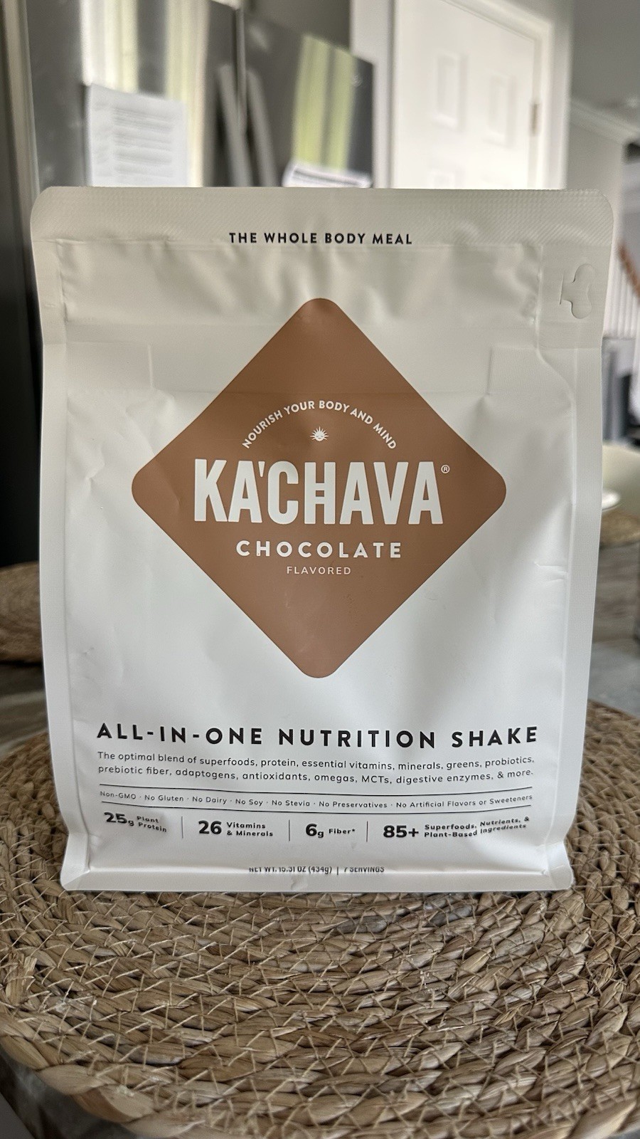 Ka\'Chava Chocolate Plant Vegan Protein Shake Powder, Vitamin & Minerals, 434 g