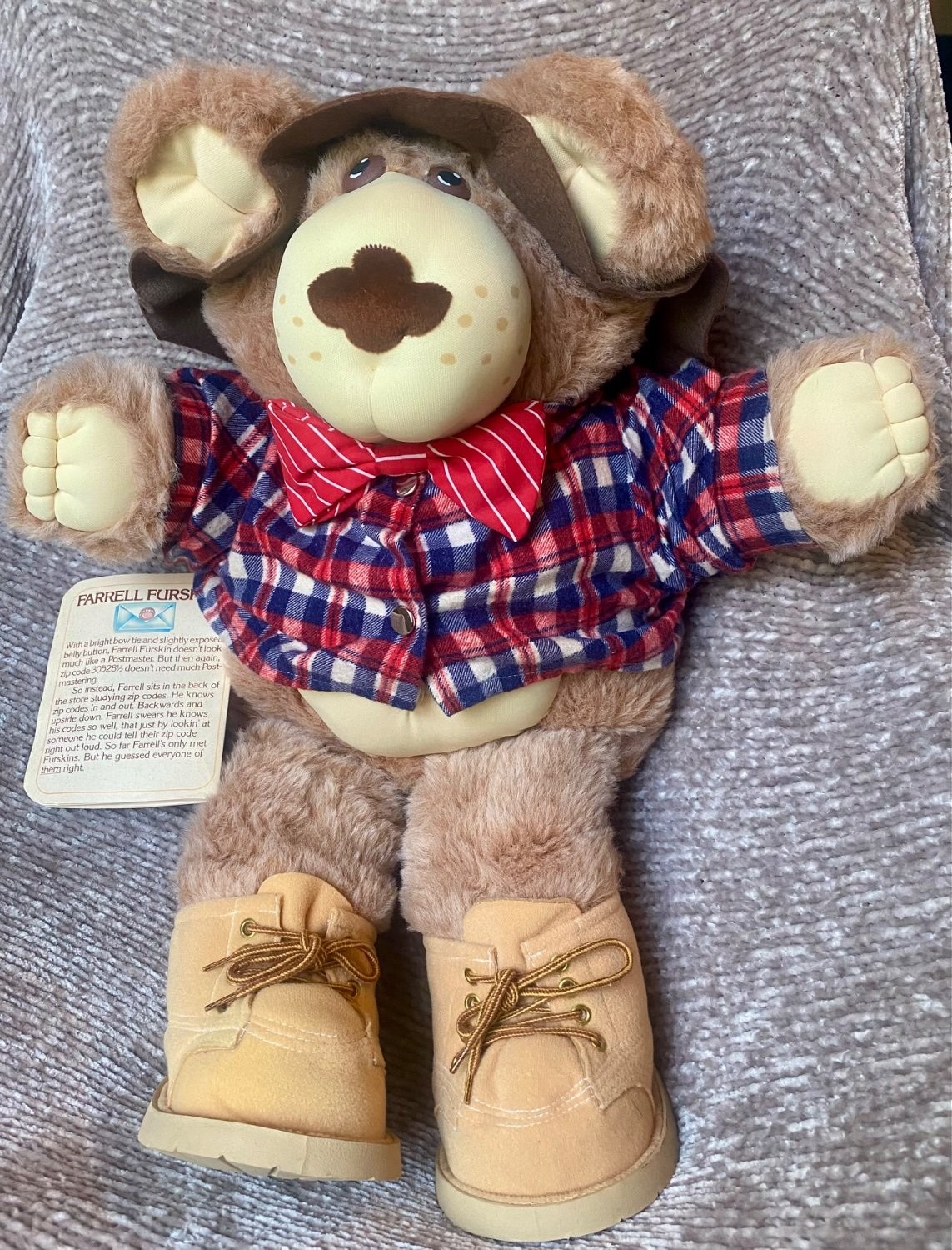 1983-1984 Furskins Farrell Furskin Plush Bear Cabbage Patch Kids Xavier Roberts