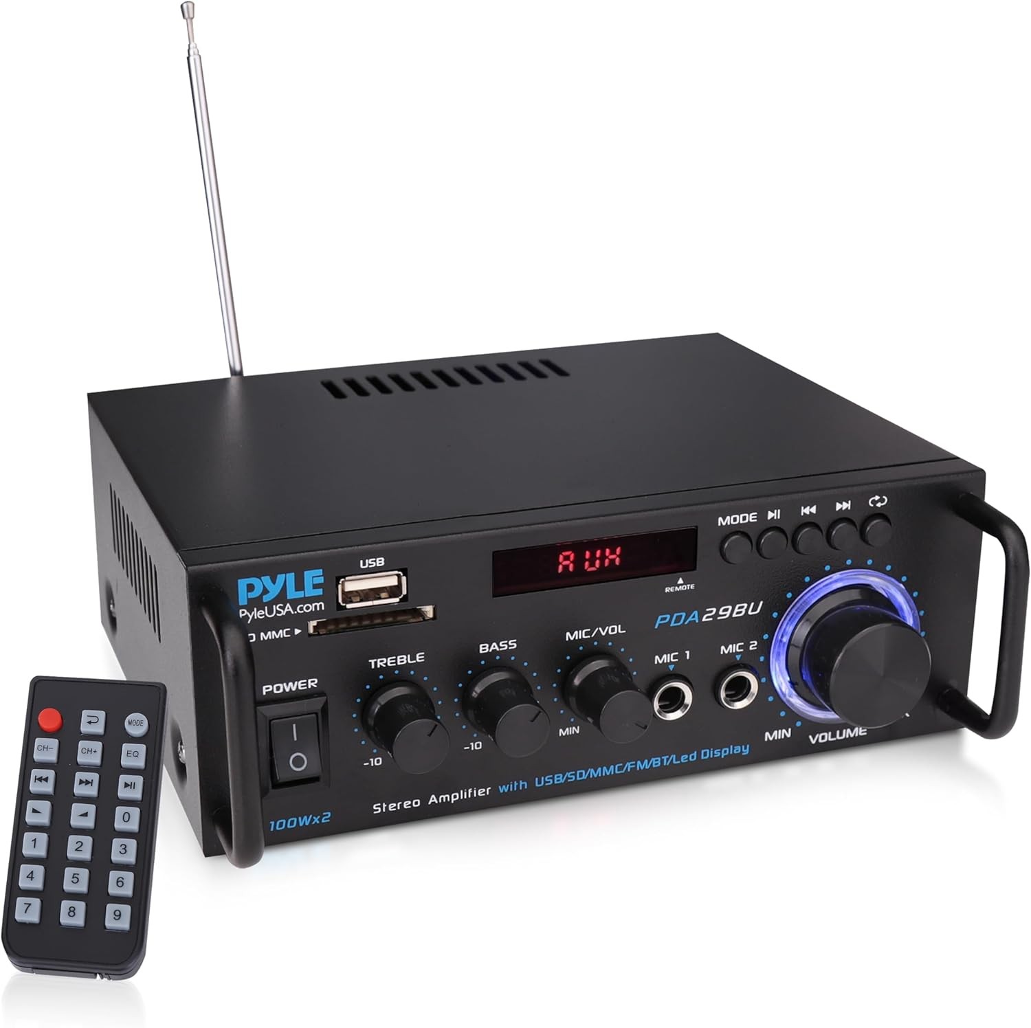 Pyle 200W Stereo Power Amplifier with Bluetooth - Dual Channel Audio Receiver -
