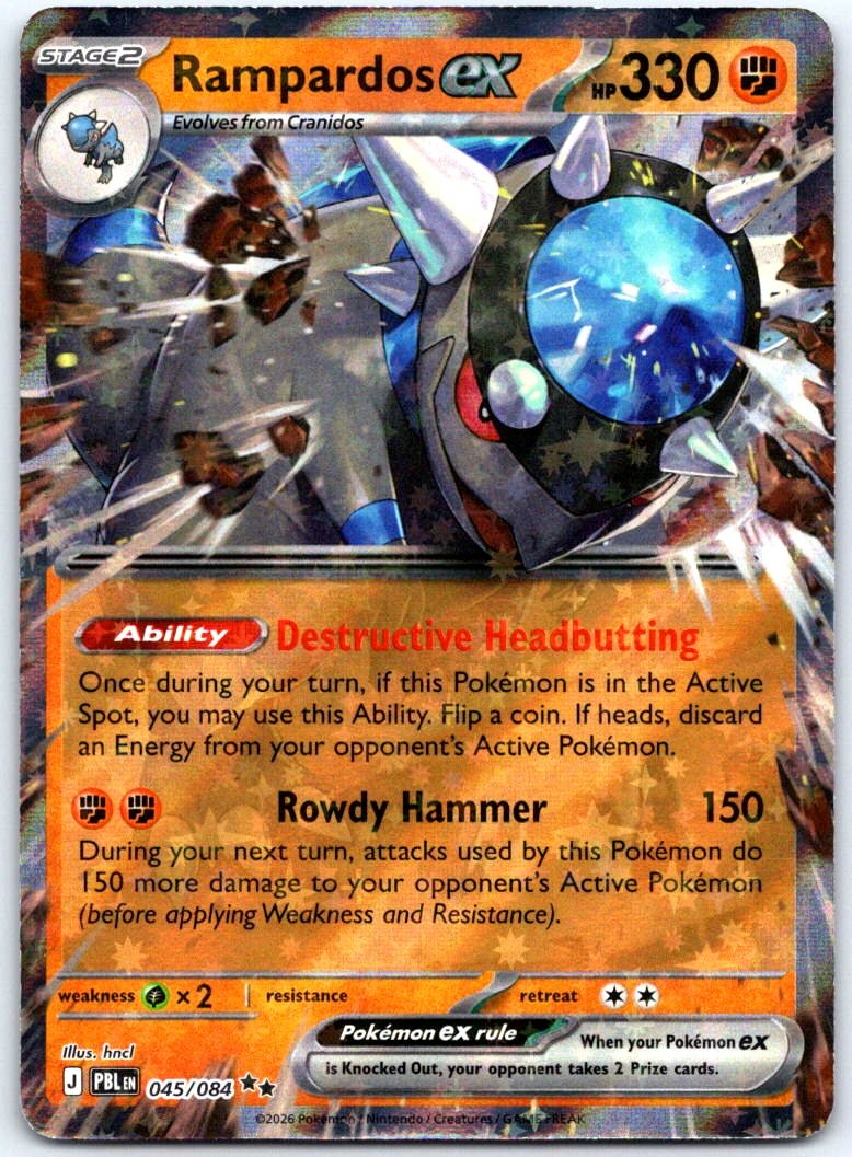 Rampardos ex 045/084 Holo ME05: Pitch Black NM Pokemon TCG Rampardos ex 045/084 Holo ME05: Pitch Black NM Pokemon TCG