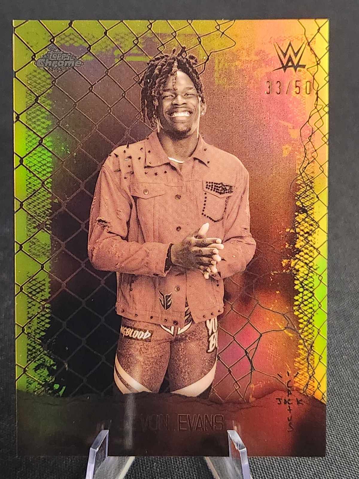 2025 Topps Chrome WWE Cactus Jack  Astroknights Je\'Von Evans  Gold Refractor /50