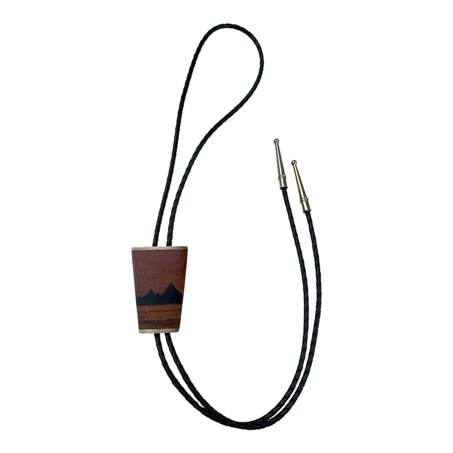 Vintage Kenneth Reid 1984 Bolo Tie Wood Inlay Albuquerque NM