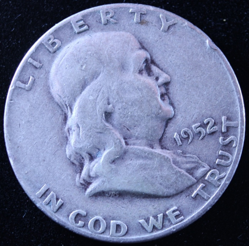 1952-D Franklin Silver Half Dollar 50c US Mint Denver Vintage Coin Raw