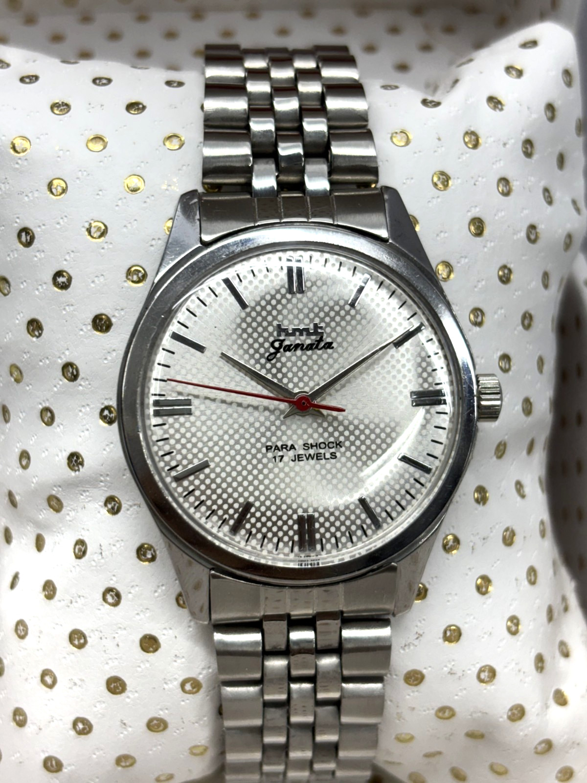 Vintage HMT Janata White 17 Jewels Hand Winding Men's Wrist Watch