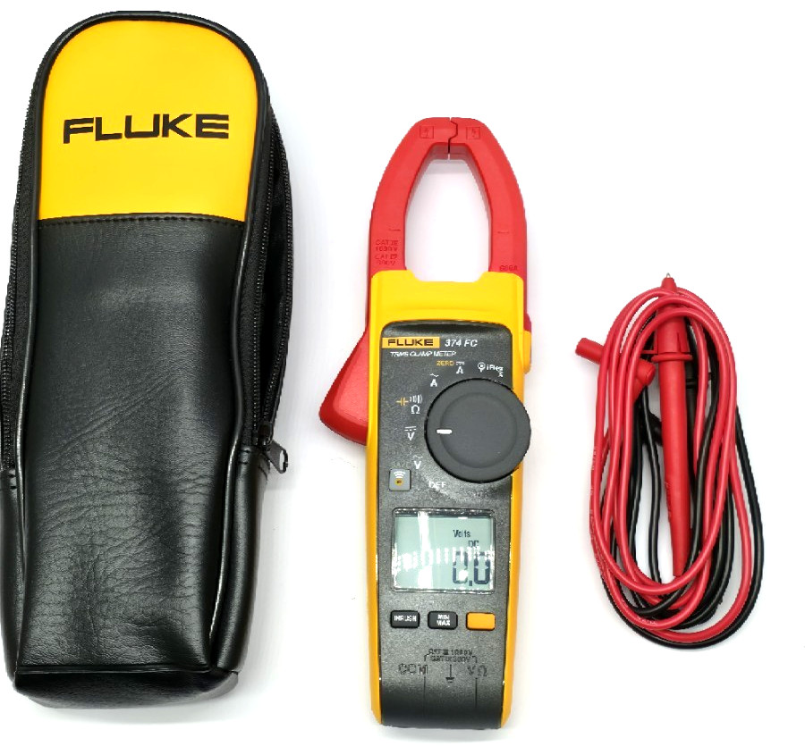 Fluke 374 FC TRUE RMS Clamp Meter W/ Fluke Leads & Case
