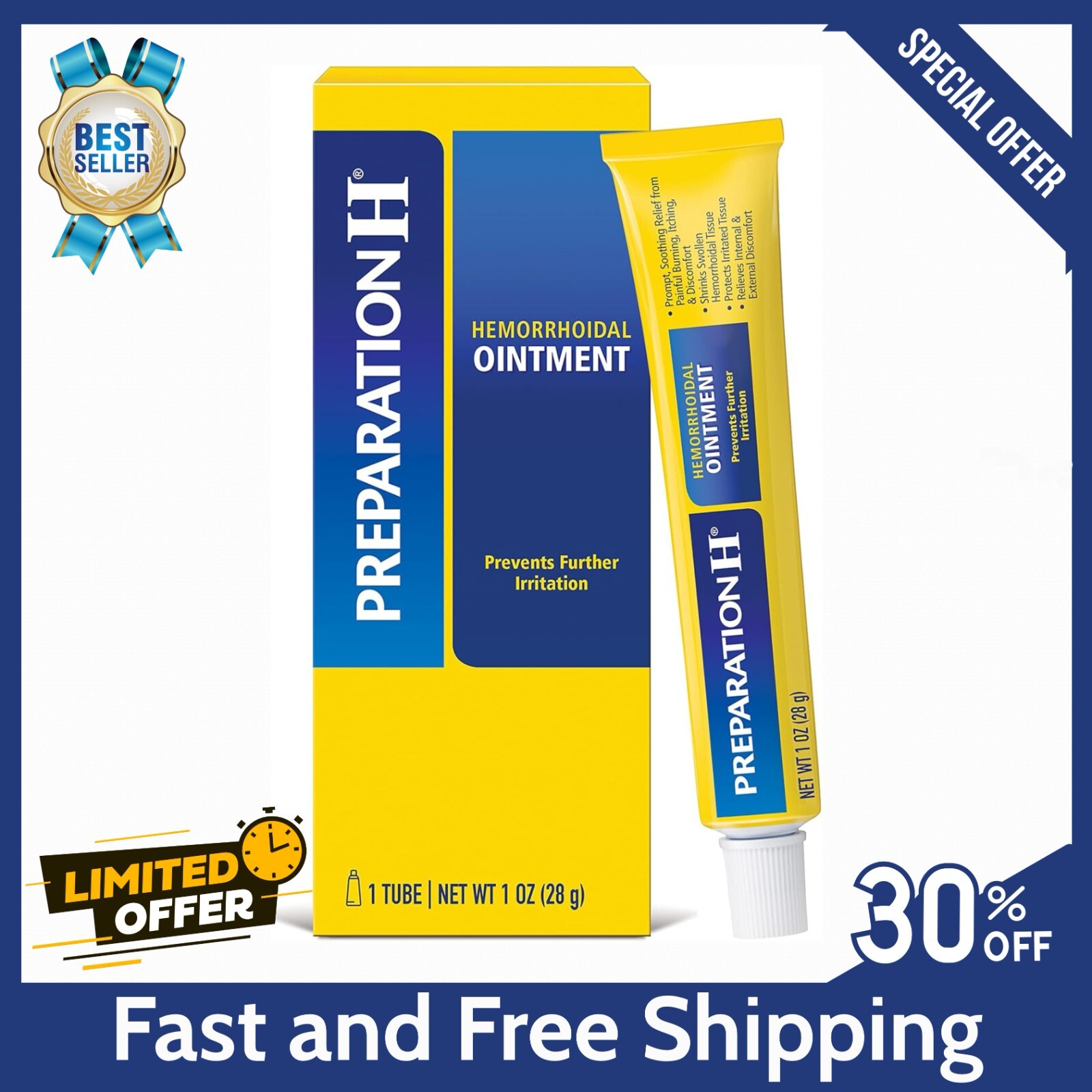 Preparation H Hemorrhoid Ointment, Itching, Burning and Discomfort Relief-1 Tube Preparation H Hemorrhoid Ointment, Itching, Burning and Discomfort Relief-1 Tube
