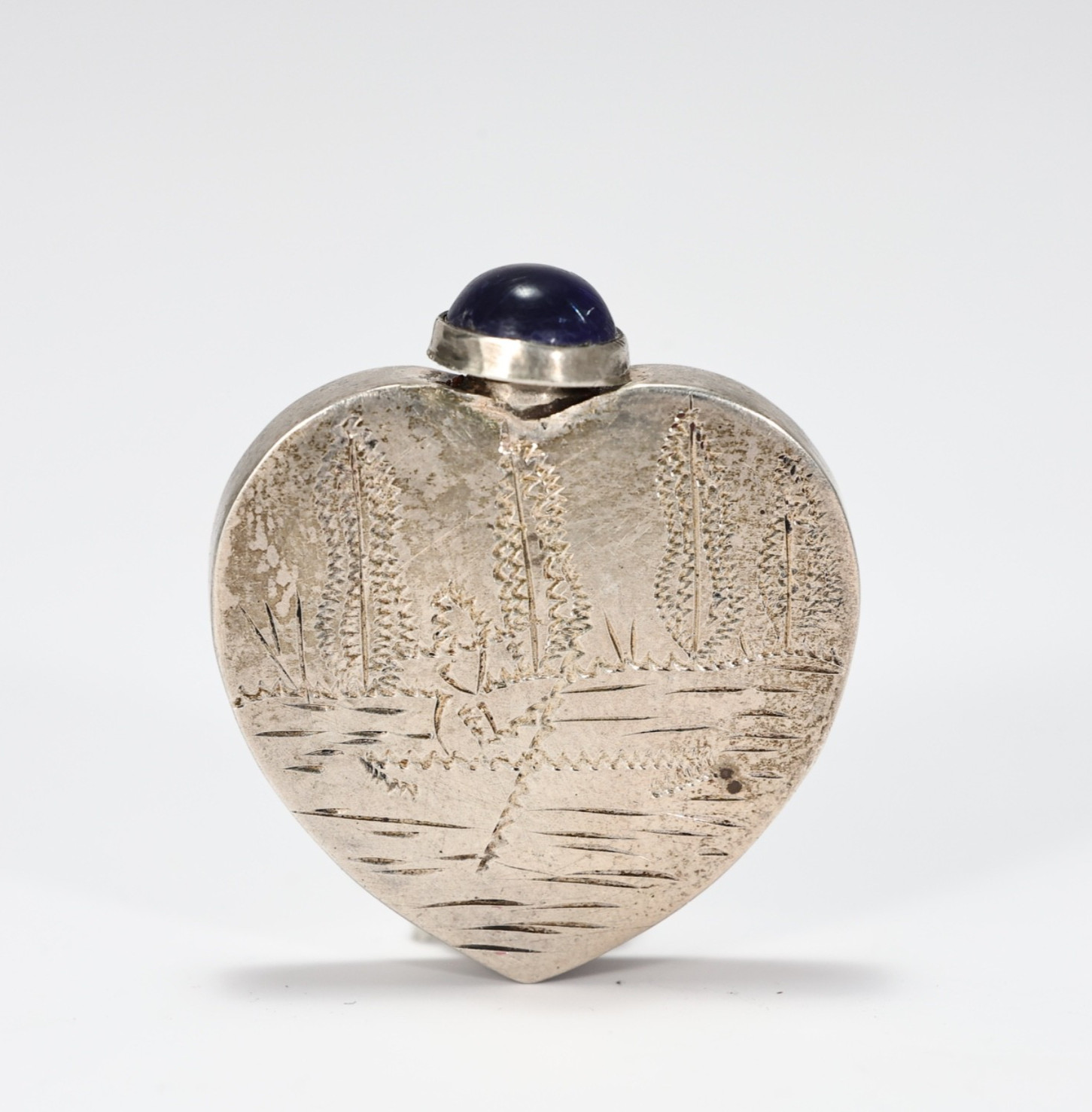 Vintage Mexican Sterling Silver Heart Perfume Scent Bottle